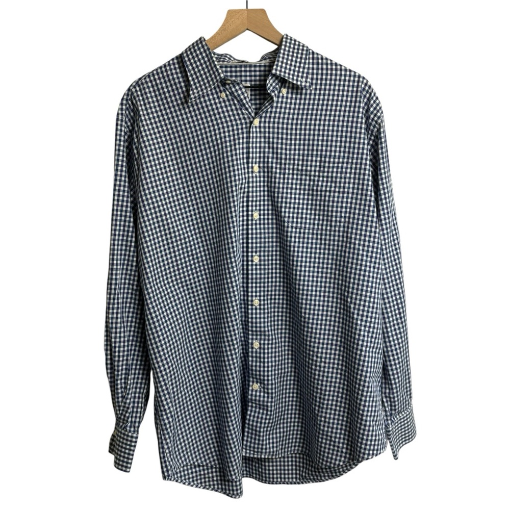 Peter Millar Buffalo Check Long Sleeve Plaid‎ Cotton Button Down Shirt Size XL